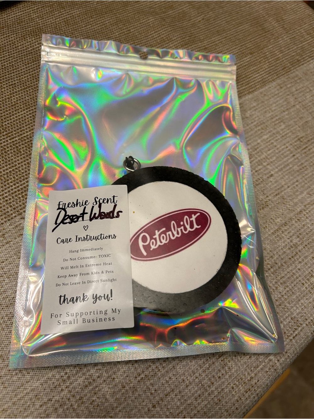 Peterbilt Black & White Hanging Car Air Freshener
